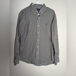 Men's Brown and White Checkered Shirt